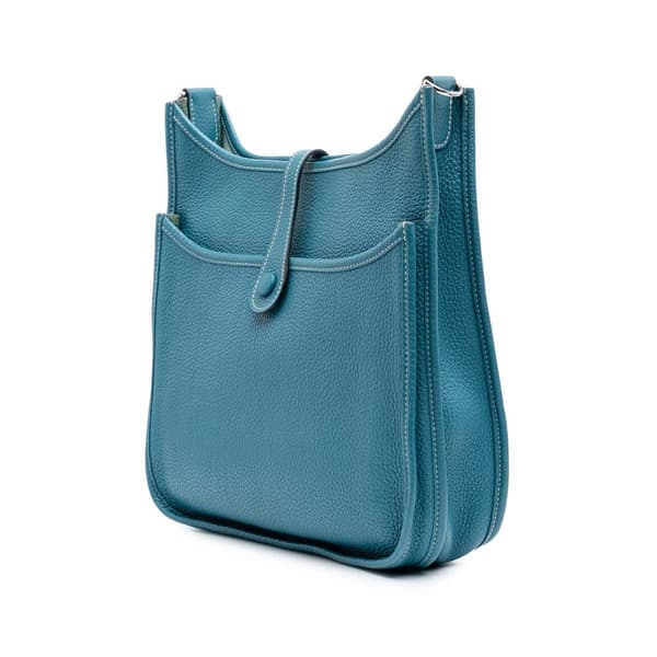 Pre-owned Hermès Clemence Evelyne III P Blue
