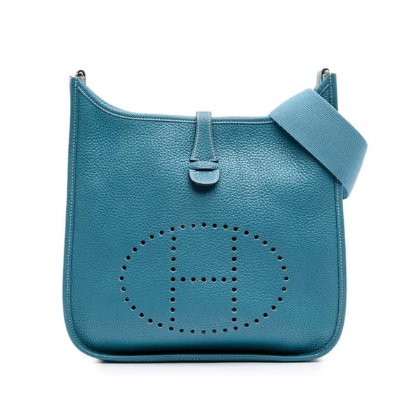 Pre-owned Hermès Clemence Evelyne III P Blue