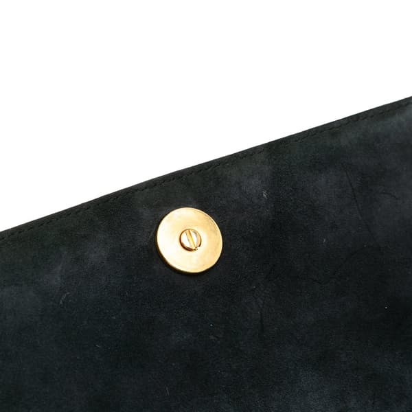 Pre-owned Dior Studded Denim Diorama Wallet on Chain Blue