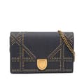 Miniatyrbilde 1 av 9: Pre-owned Dior Studded Denim Diorama Wallet on Chain Blue