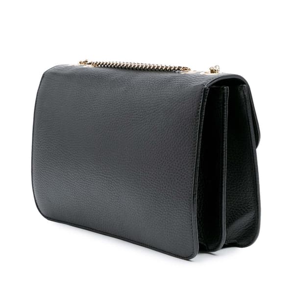 Pre-owned Gucci Medium Dollar Calfskin Interlocking G Crossbody Black