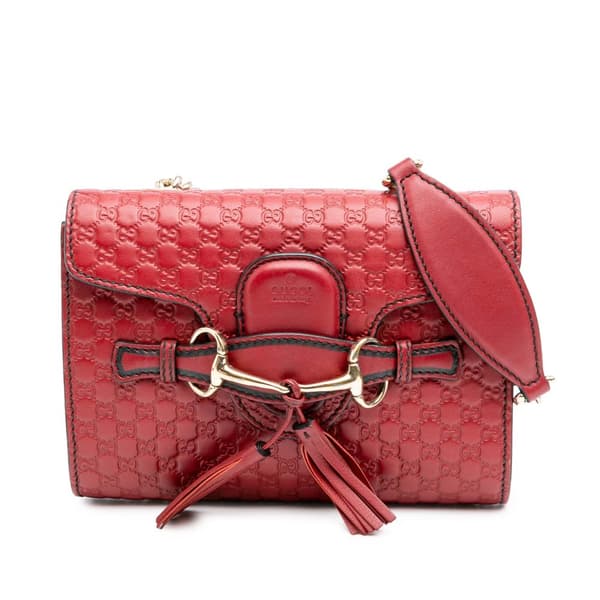 Pre-owned Gucci Mini Microguccissima Emily Crossbody Red