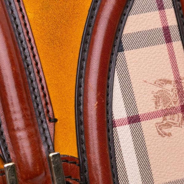Pre-owned Burberry Haymarket Check Coated Canvas Brickfield Crossbody Brown