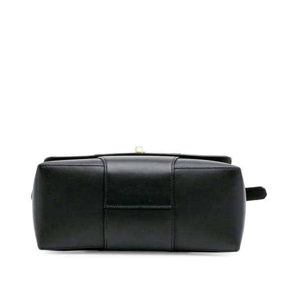 Pre-owned Versace Vitello Barocco Virtus Flap Black