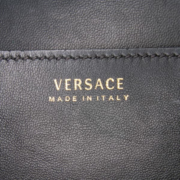 Pre-owned Versace Vitello Barocco Virtus Flap Black