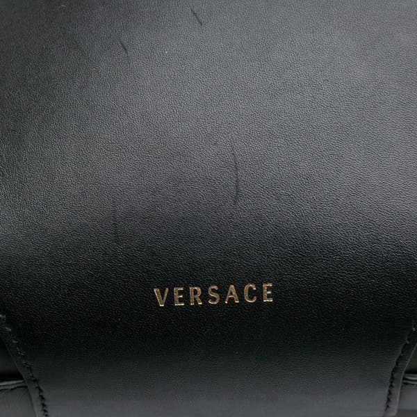 Pre-owned Versace Vitello Barocco Virtus Flap Black