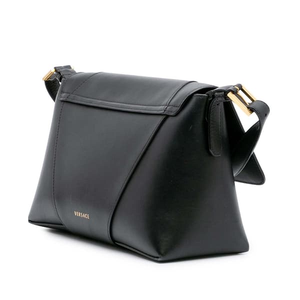 Pre-owned Versace Vitello Barocco Virtus Flap Black