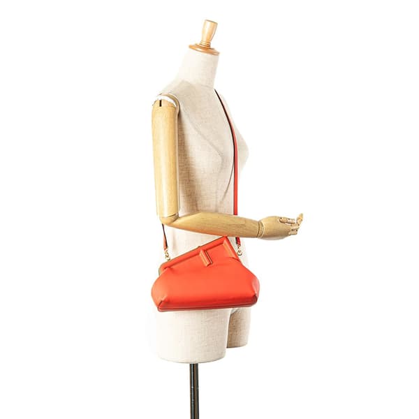 Pre-owned Fendi Small Nappa Fendi First Crossbody Orange