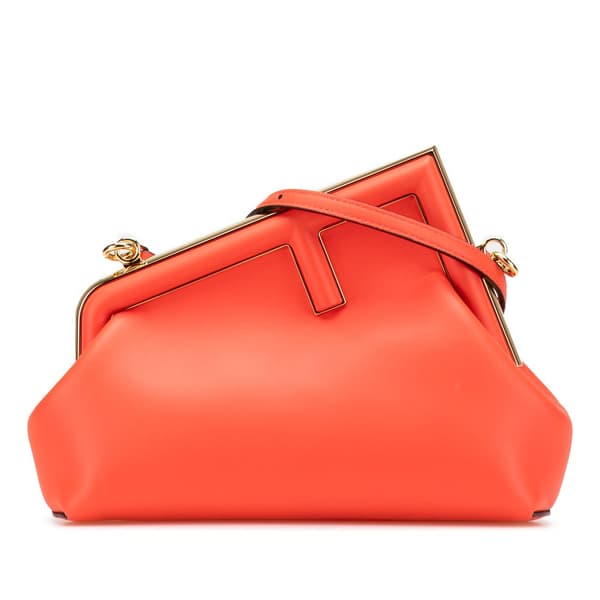 Pre-owned Fendi Small Nappa Fendi First Crossbody Orange
