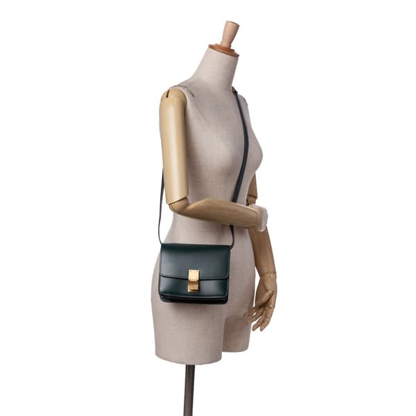 Pre-owned Celine Small Calfskin Classic Box Green