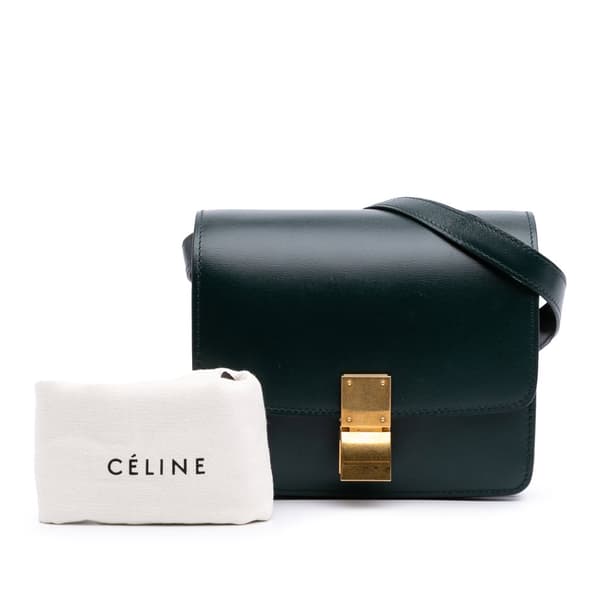 Pre-owned Celine Small Calfskin Classic Box Green
