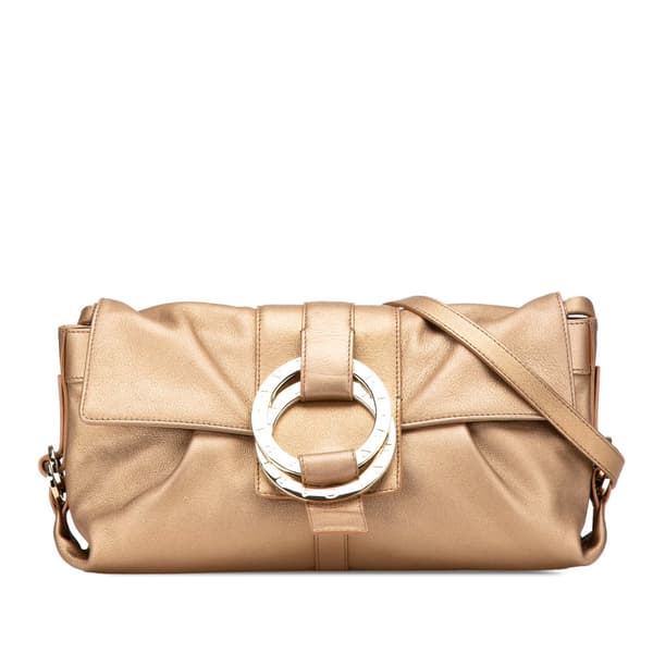 Pre-owned Bvlgari Metallic Leather Chandra Crossbody Gold