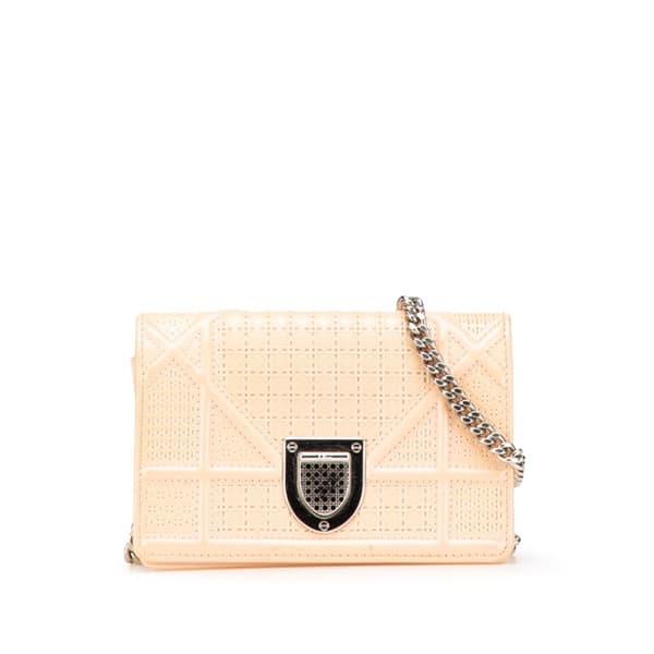 Pre-owned Dior Baby Patent Microcannage Diorama Flap Brown
