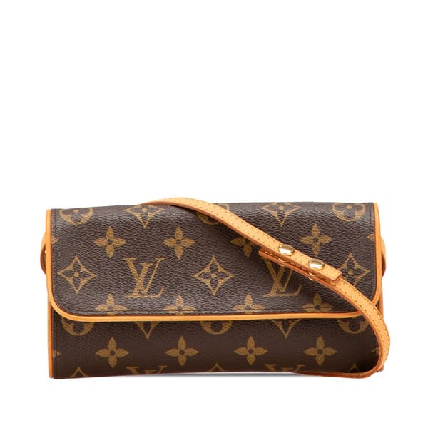 Pre-owned Louis Vuitton Monogram Pochette Twin PM Brown