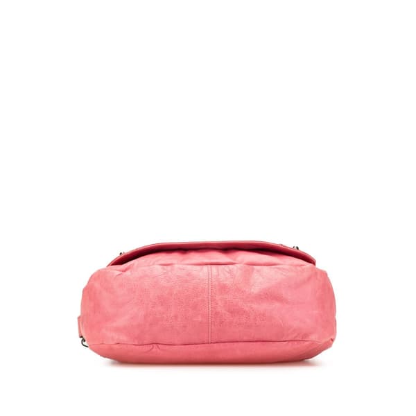 Pre-owned Balenciaga Lambskin Motocross Classic Folk Crossbody Pink