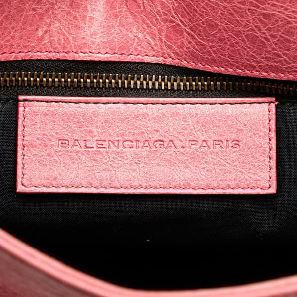 Pre-owned Balenciaga Lambskin Motocross Classic Folk Crossbody Pink
