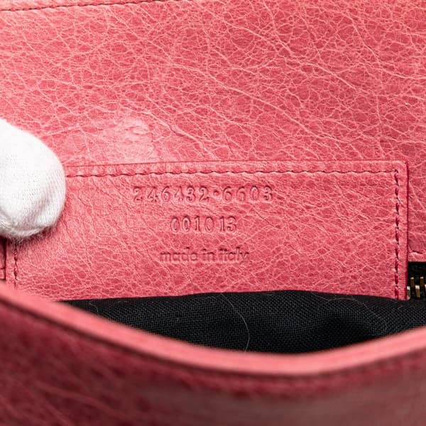 Pre-owned Balenciaga Lambskin Motocross Classic Folk Crossbody Pink