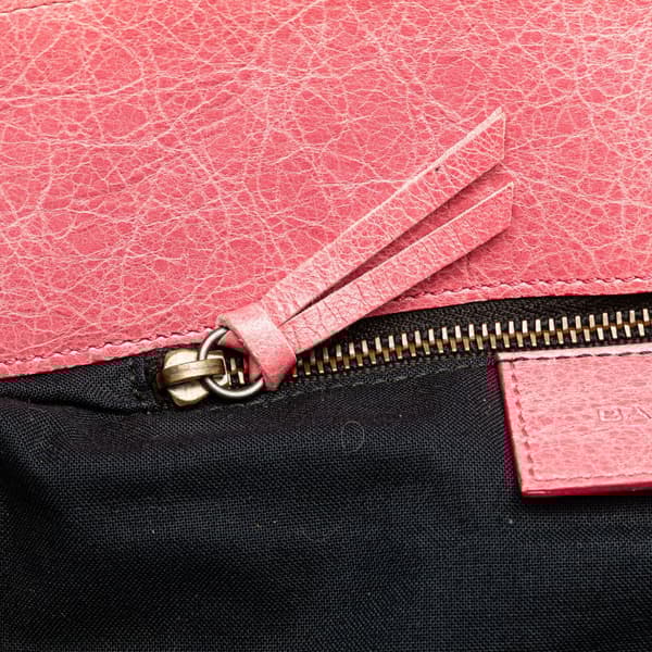 Pre-owned Balenciaga Lambskin Motocross Classic Folk Crossbody Pink