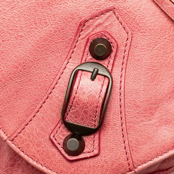 Pre-owned Balenciaga Lambskin Motocross Classic Folk Crossbody Pink