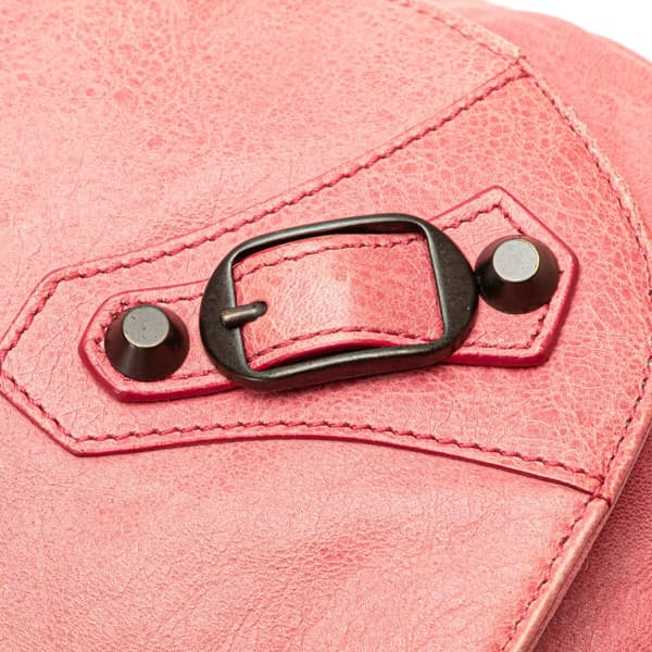 Pre-owned Balenciaga Lambskin Motocross Classic Folk Crossbody Pink