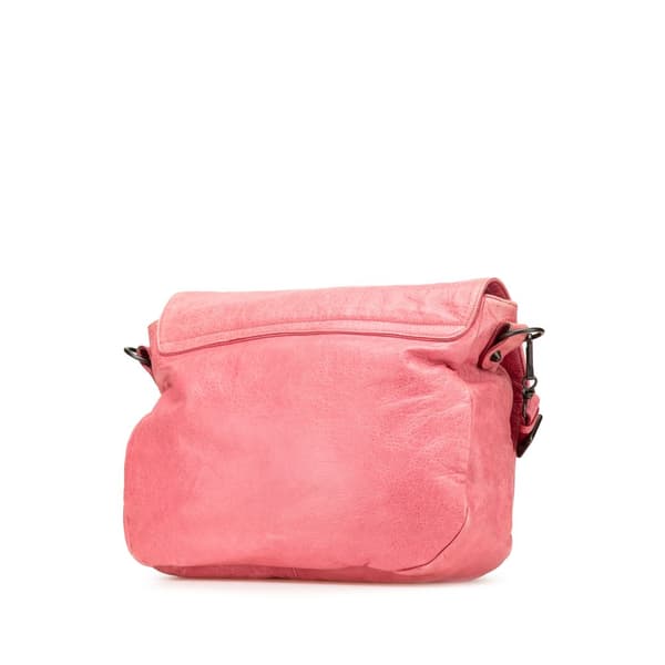 Pre-owned Balenciaga Lambskin Motocross Classic Folk Crossbody Pink