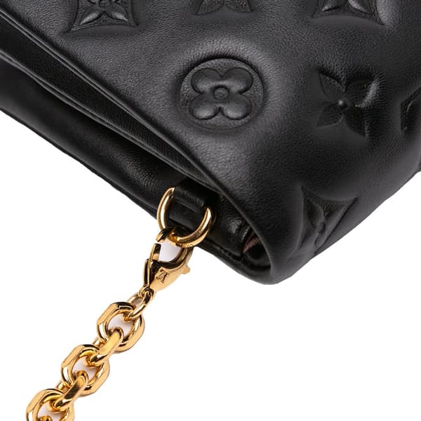 Pre-owned Louis Vuitton Monogram Embossed Pochette Coussin Black
