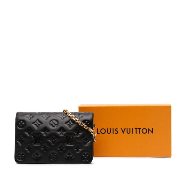 Pre-owned Louis Vuitton Monogram Embossed Pochette Coussin Black