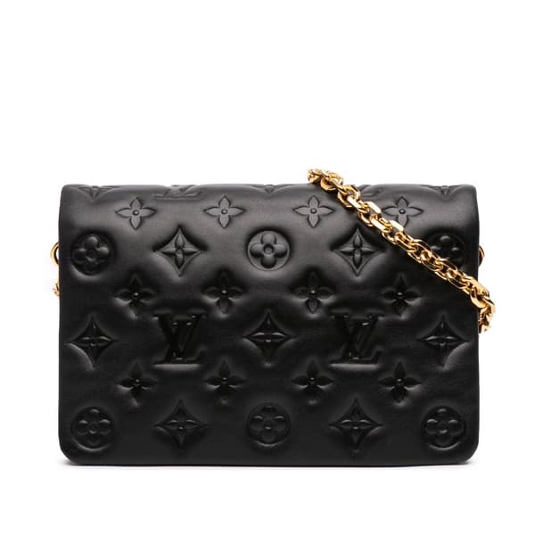 Pre-owned Louis Vuitton Monogram Embossed Pochette Coussin Black