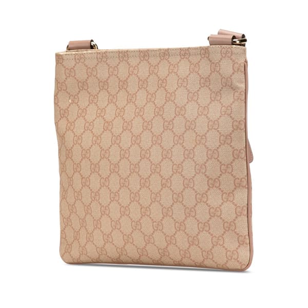 Pre-owned Gucci GG Supreme Flat Messenger Bag Brown