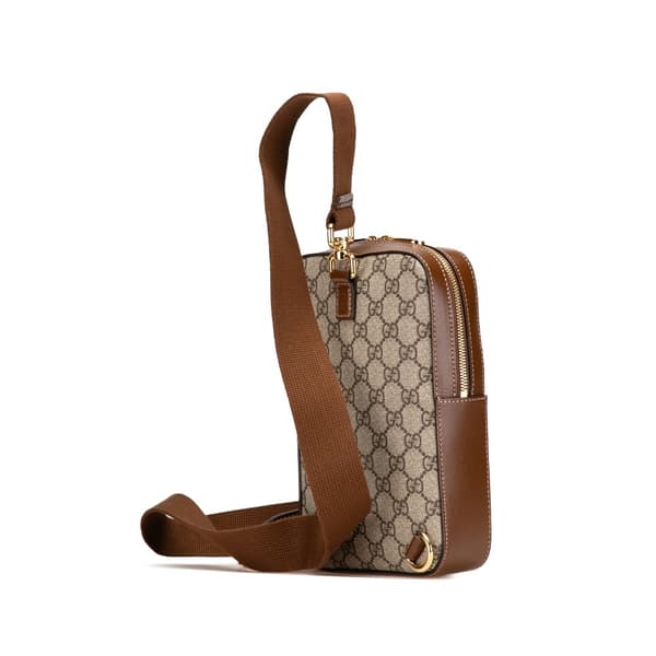 Pre-owned Gucci GG Supreme Interlocking G Sling Bag Brown
