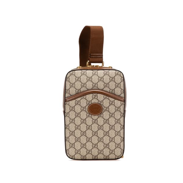 Pre-owned Gucci GG Supreme Interlocking G Sling Bag Brown