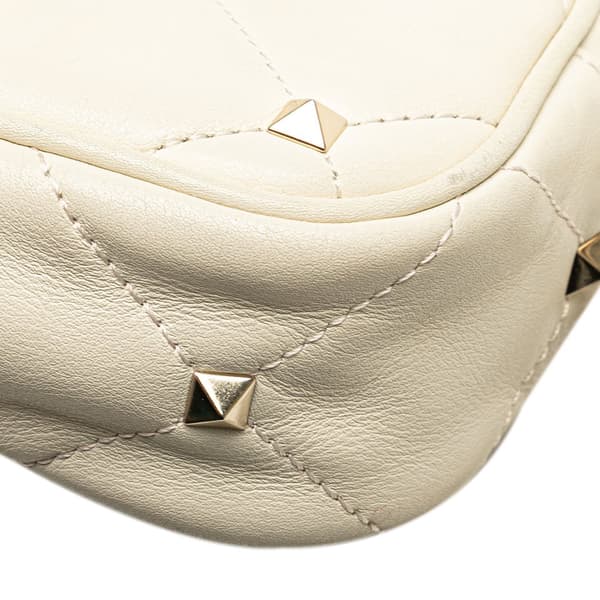 Pre-owned Valentino Leather Rockstud Crossbody White