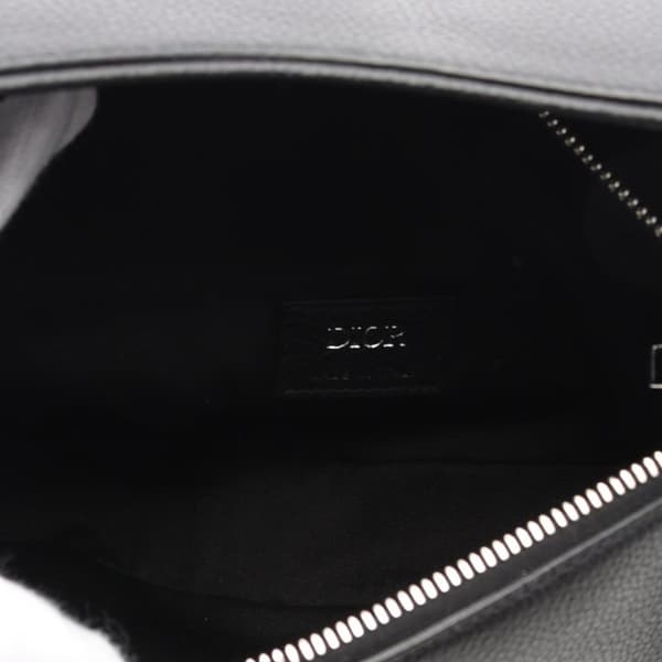 Pre-owned Dior Kim Jones Grained Calfskin Saddle Bag Black