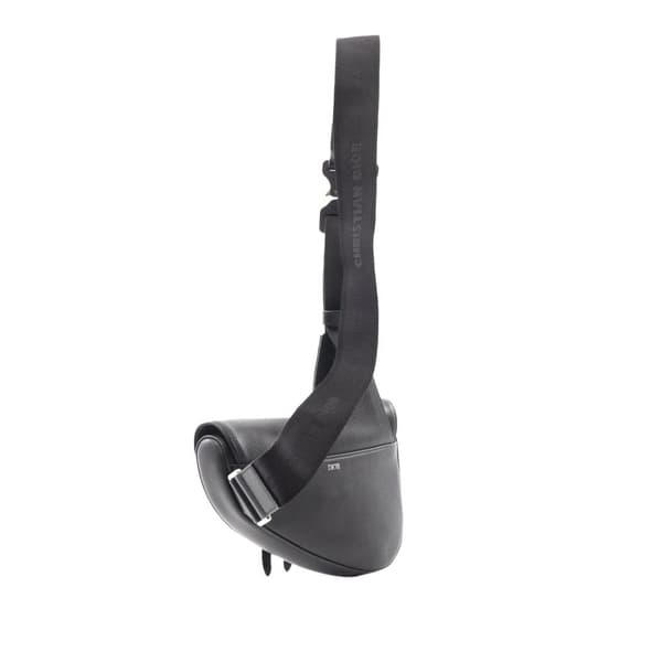Pre-owned Dior Kim Jones Grained Calfskin Saddle Bag Black