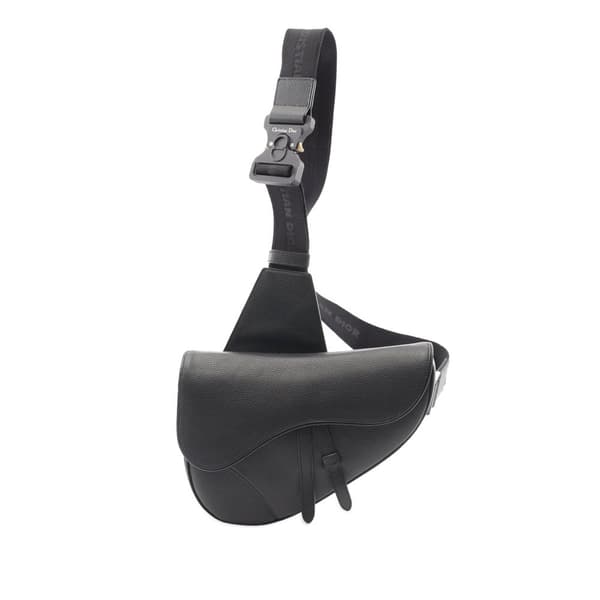 Pre-owned Dior Kim Jones Grained Calfskin Saddle Bag Black