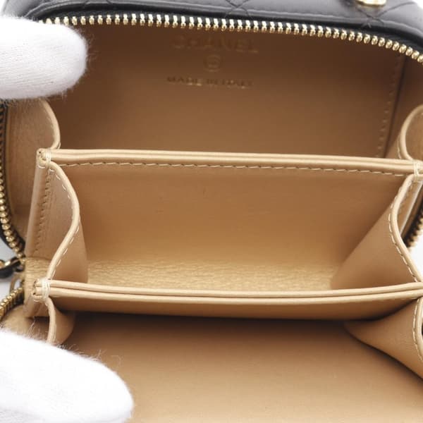 Pre-owned Chanel Extra Mini CC Quilted Golden Plate Vanity Crossbody Black