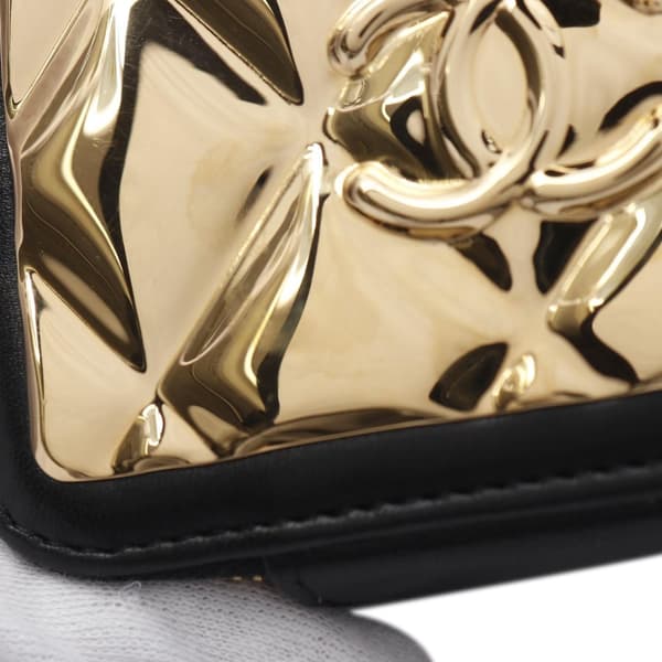 Pre-owned Chanel Extra Mini CC Quilted Golden Plate Vanity Crossbody Black