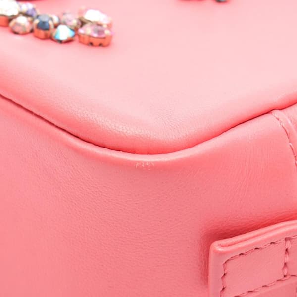 Pre-owned Chanel Lambskin Giant Crystal CC Camera Bag Pink