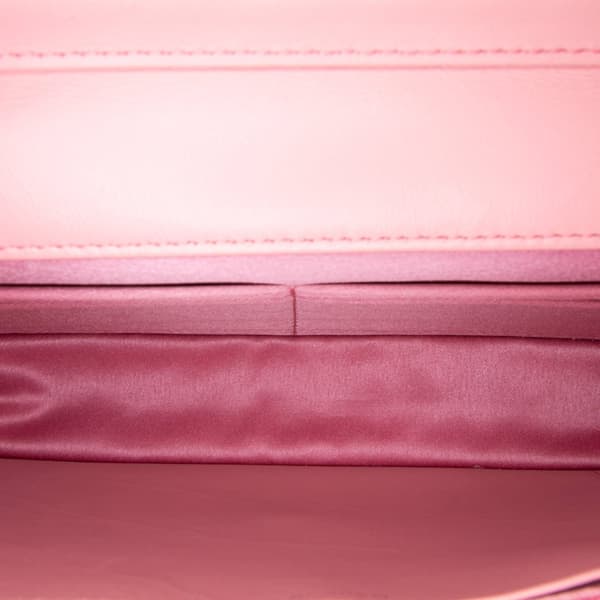 Pre-owned Chanel Embossed Lambskin Camellia Wallet On Chain Pink