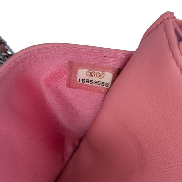 Pre-owned Chanel Embossed Lambskin Camellia Wallet On Chain Pink
