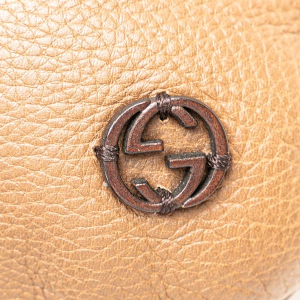 Pre-owned Gucci Medium Leather Interlocking G Braided Strap Crossbody Brown