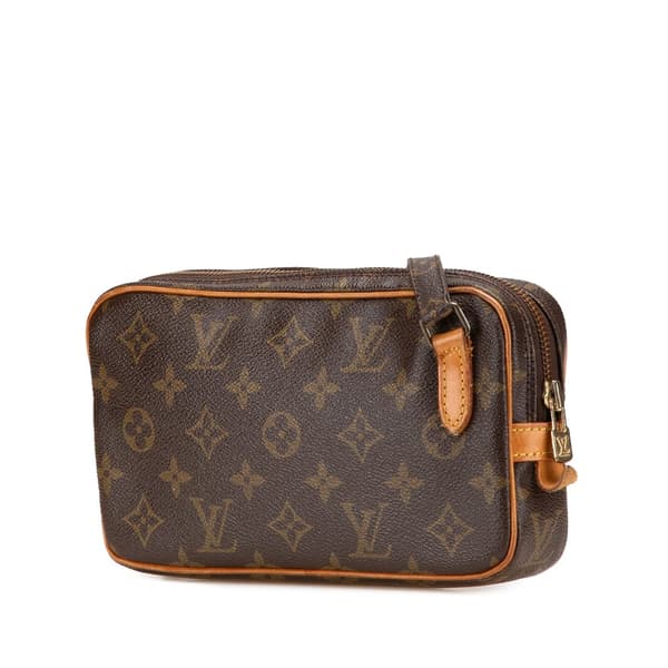 Pre-owned Louis Vuitton Monogram Pochette Marly Bandouliere Brown