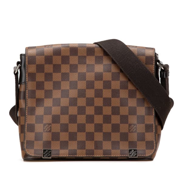 Pre-owned Louis Vuitton Damier Ebene District PM Brown