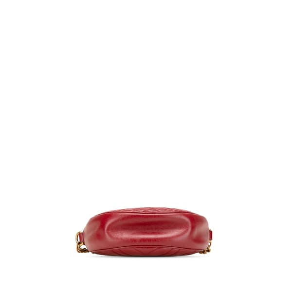 Pre-owned Gucci Mini GG Marmont Matelasse Leather Round Crossbody Red