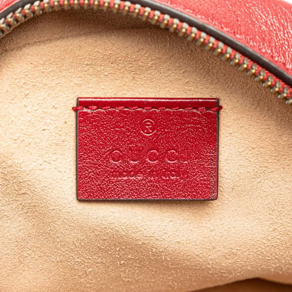 Pre-owned Gucci Mini GG Marmont Matelasse Leather Round Crossbody Red