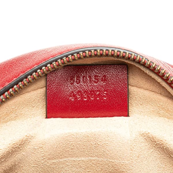 Pre-owned Gucci Mini GG Marmont Matelasse Leather Round Crossbody Red