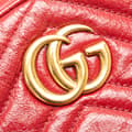 Miniatyrbild 7 av 10: Pre-owned Gucci Mini GG Marmont Matelasse Leather Round Crossbody Red