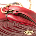 Miniatyrbild 8 av 10: Pre-owned Gucci Mini GG Marmont Matelasse Leather Round Crossbody Red
