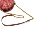 Miniatyrbild 9 av 10: Pre-owned Gucci Mini GG Marmont Matelasse Leather Round Crossbody Red