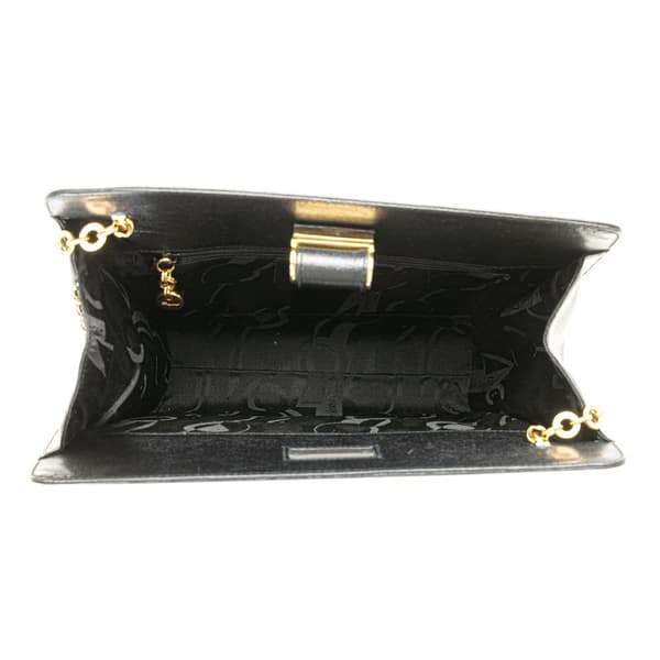 Pre-owned Ferragamo Leather Turnlock Chain Crossbody Black